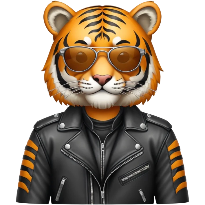 Tiger biker with leather jacket and sunglasses emoji