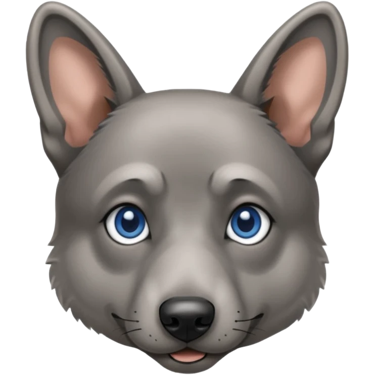 Gray German shepherd with one blue eye emoji