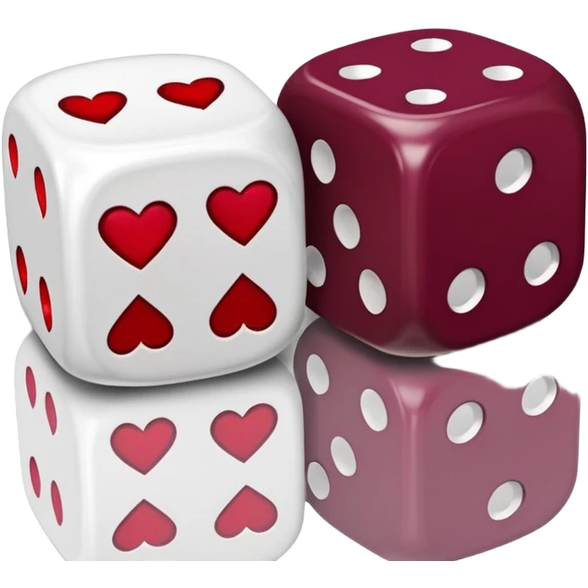 two dices in with burgundy heart details emoji