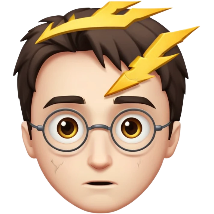 Harry Potter with a lightning bolt scar in the middle of the forehead emoji