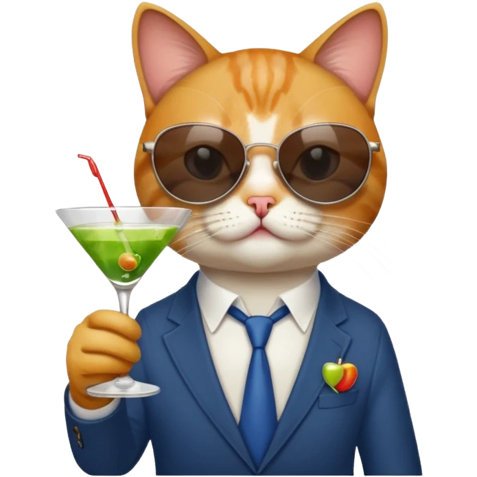 Cat with sunglasses and a martini emoji