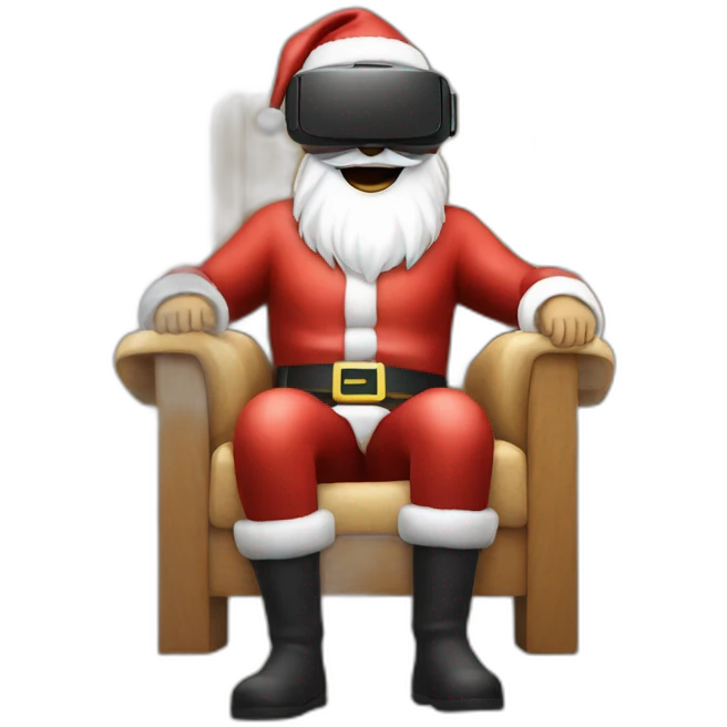 Santa in vr headset on chair emoji