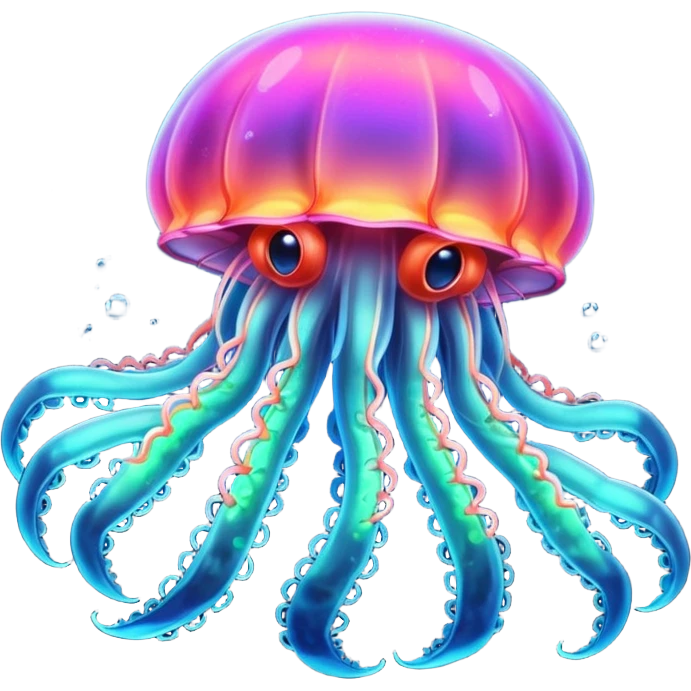 Neon glowing jellyfish-crab-squi emoji