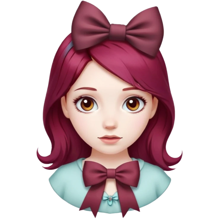 Girl with burgundy hair and a bow in her hair emoji