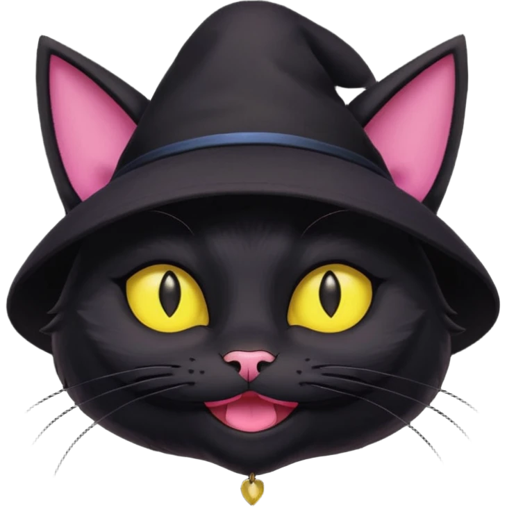 image friend from deltarune, a cat with a pink eye and a yellow eye, and black fur and pointy ears smiling emoji