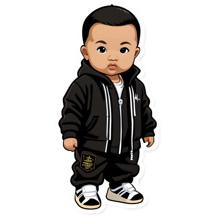 Black and Asian baby general with Yeezy gear emoji