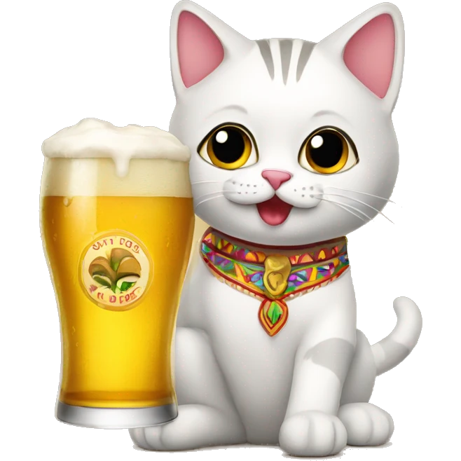Mexican cat drinking beer emoji