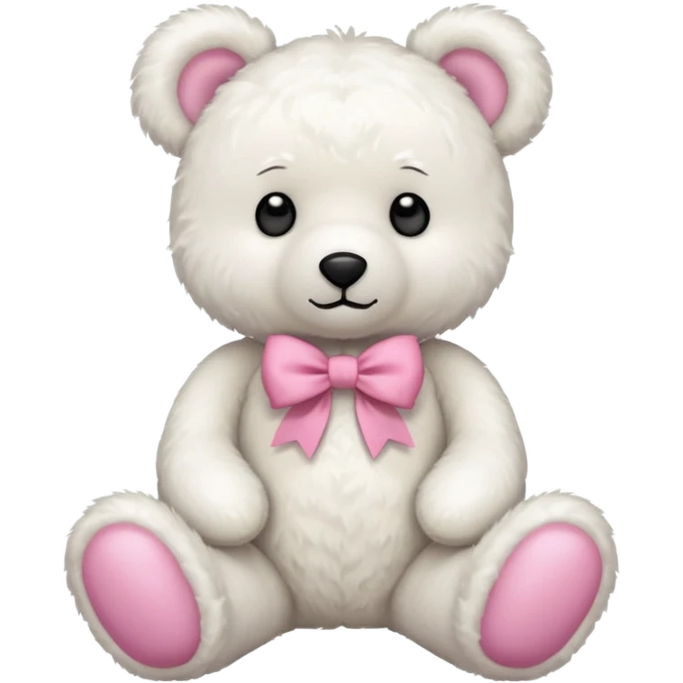 white teddy bear with pink bow emoji