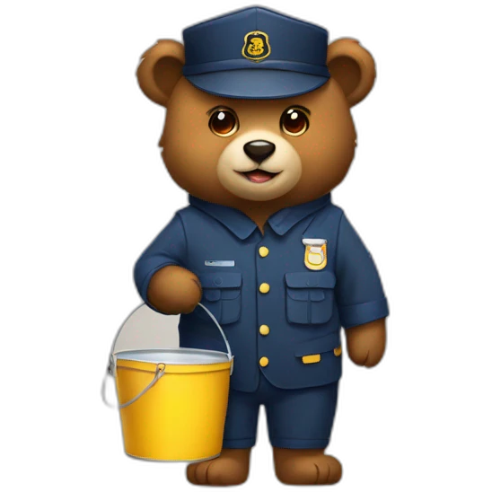 BEar with uniform and paint bucket emoji