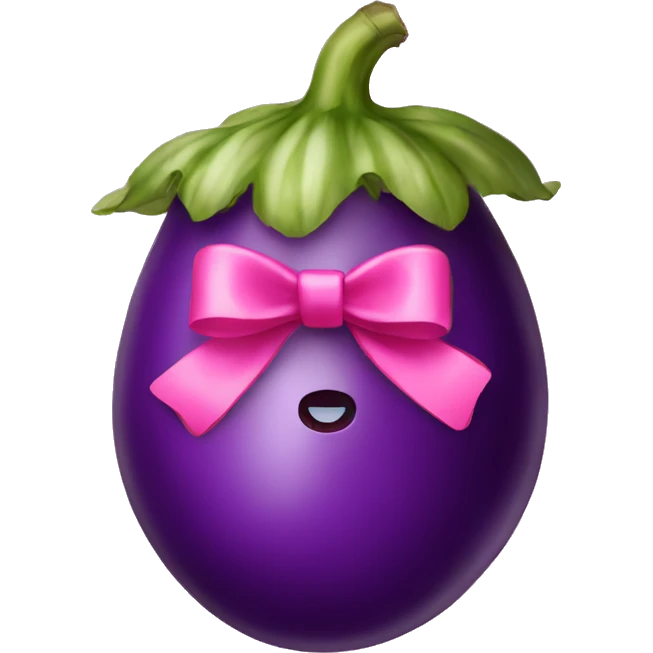 eggplant with a pink bow on it emoji