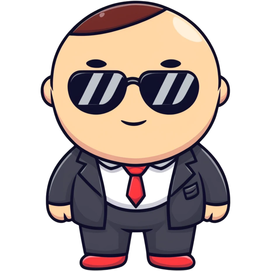 cute round mafia boss with rosy cheeks and tiny sunglasses emoji