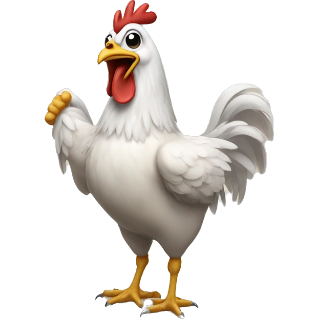 chicken cursing at the sky with the fist up emoji