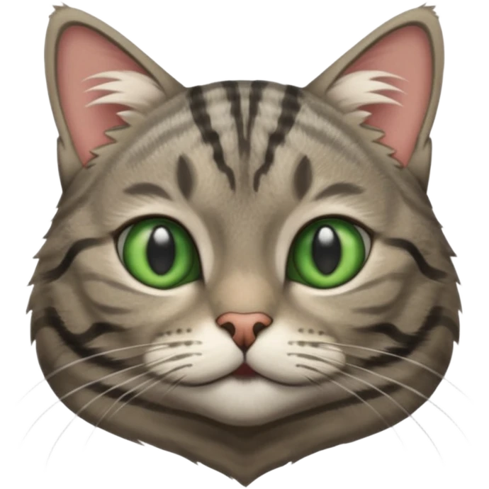 A high-resolution photo-realistic digital illustration of a grey tabby cat, chest upward emoji