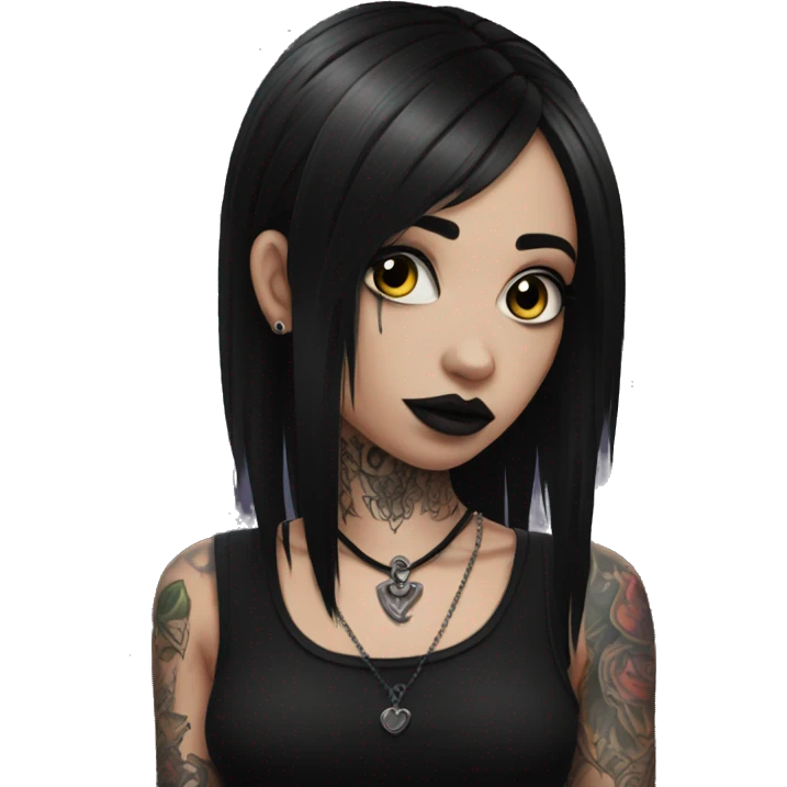 Goth girl, dressed in black, with piercings and tattoos emoji
