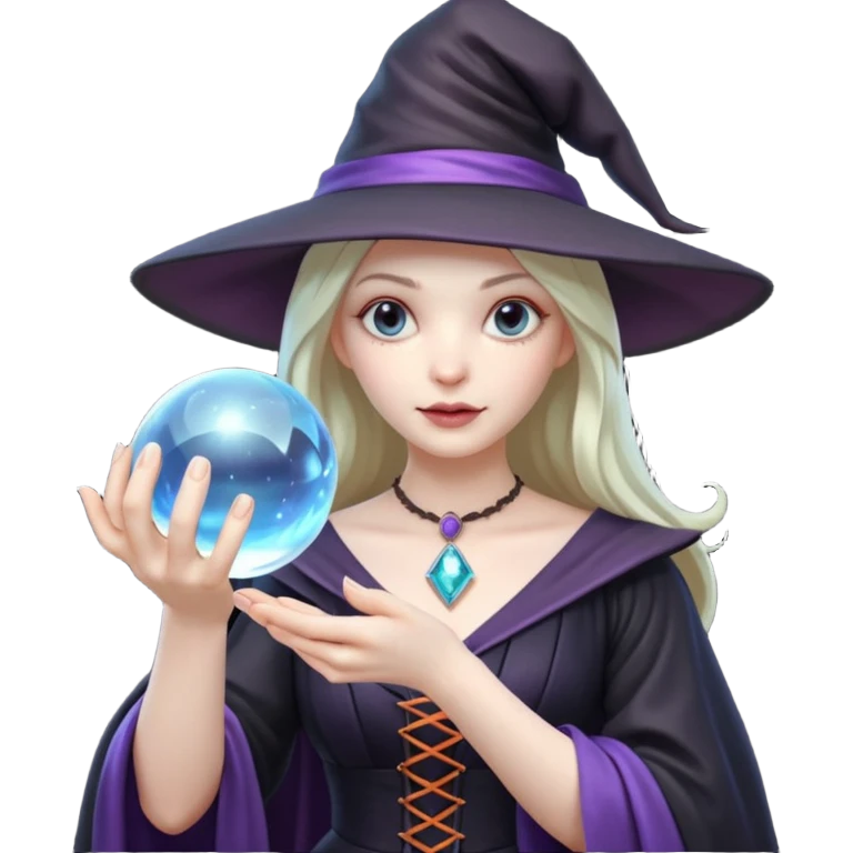 Hyperrealistic witches magic crystal ball, isolated, 3d rendering, detailed 16k hd. 600 doi, whimsical vibe. No emoji icons no emoji faces  emoji