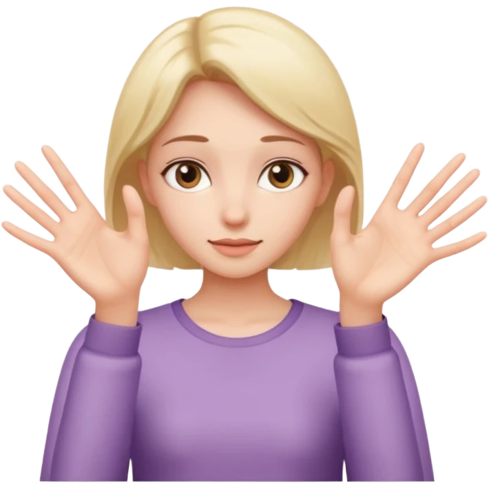 Girl with two hands in front no flowers and make them at different levels emoji