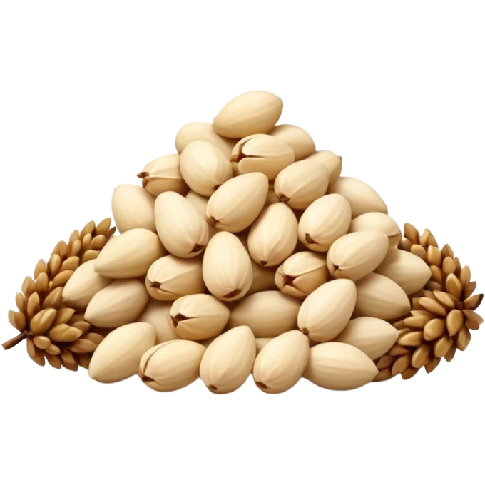 pine nuts, small pile, no shell, smooth teardrop shape, pale ivory to light beige, matte texture, natural and raw, 3D clean style, optimized for emoji size emoji