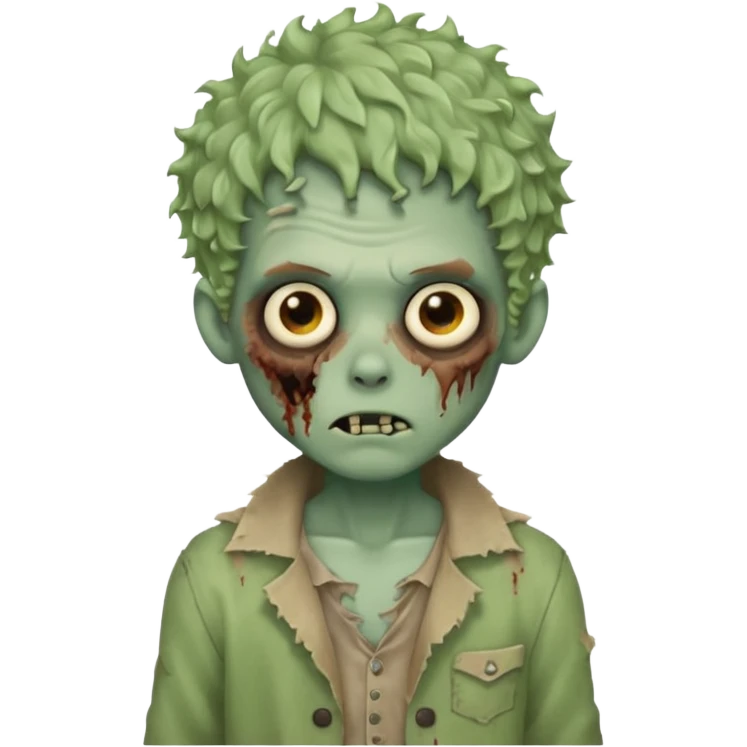 Faça um menino zumbi com cabelo cacheado  emoji