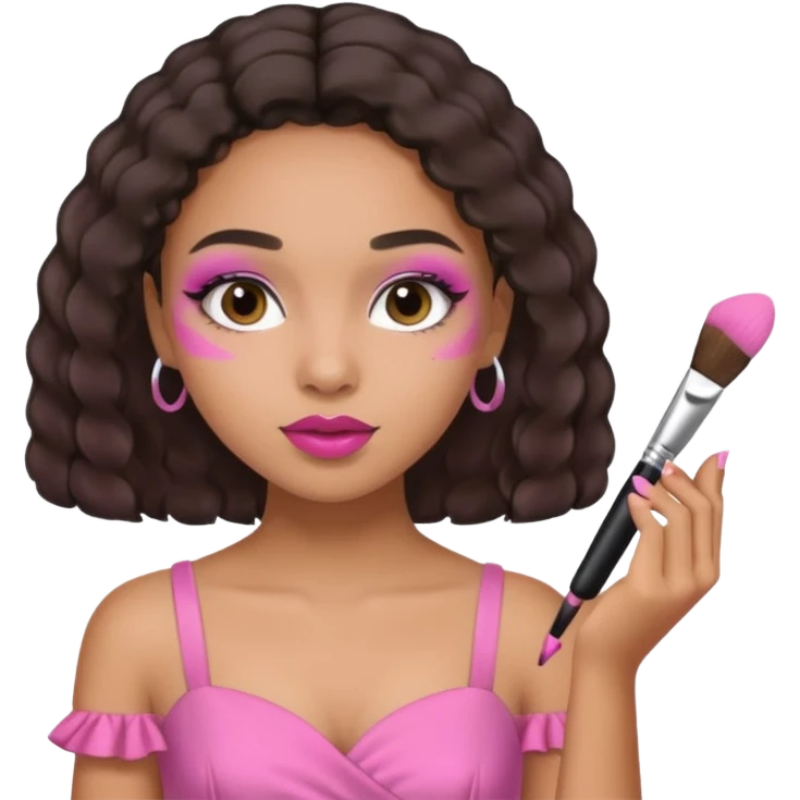 Draw a mixed-race girl applying makeup. emoji