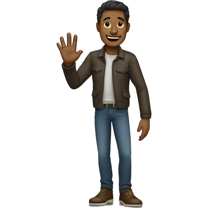 a man says hello, but he waves his foot instead of his hand. emoji