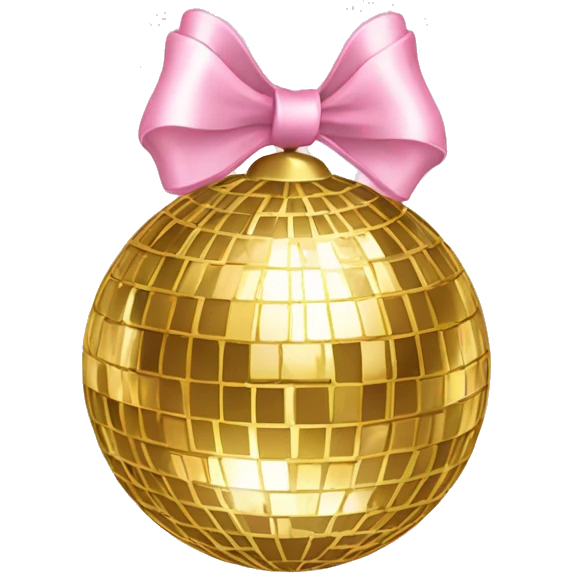 gold disco ball with bow light pink emoji