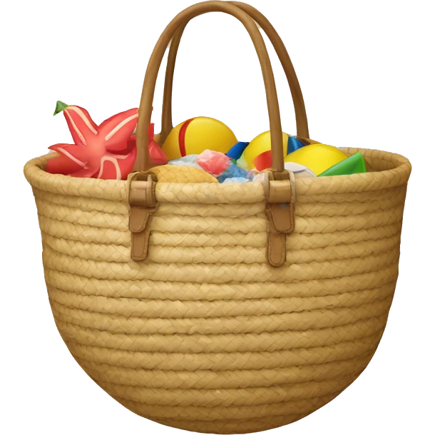 Straw circle beach bag emoji