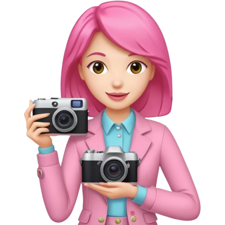 cheerfull pink women with digicam emoji