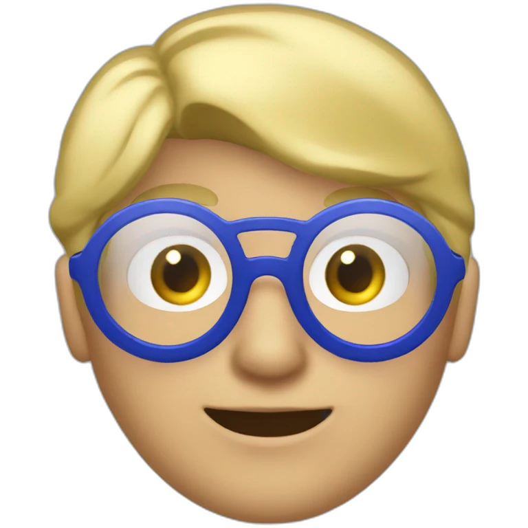 blonde boy with dark blue balaclava and red tinted round glasses emoji