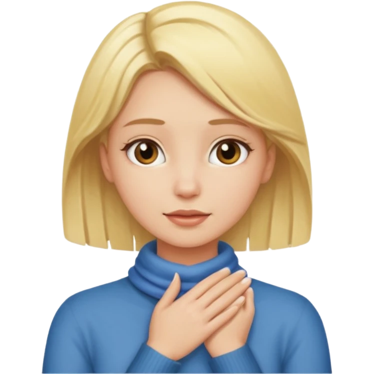 blonde girl with her hands around her neck emoji