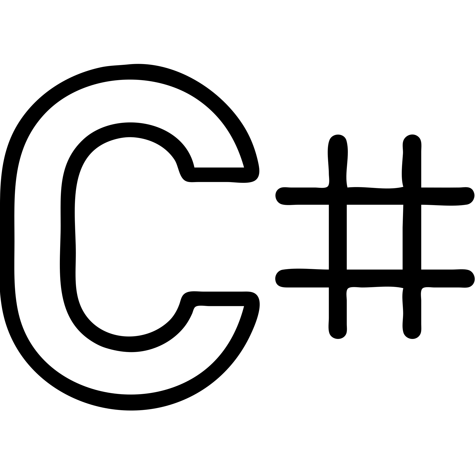 C# code symbol as flat icon, bold outlines, techy feel, emphasizing C and # characters emoji