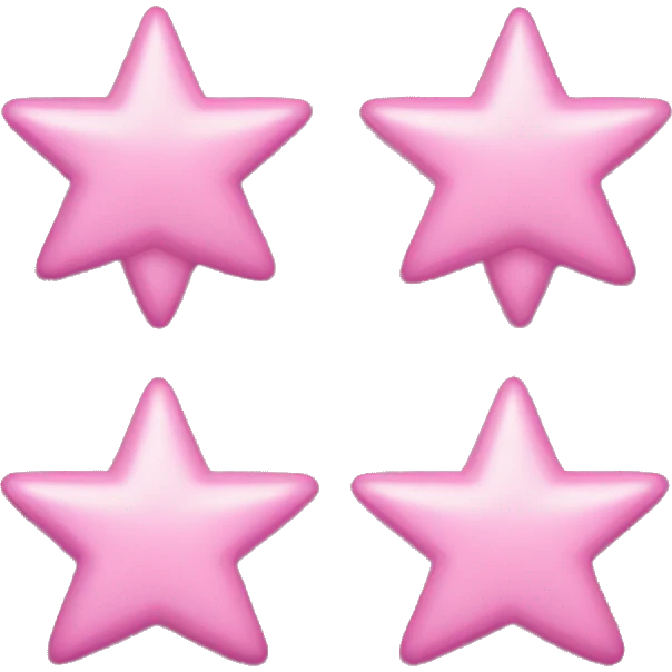Three small pink , five-pointed stars grouped together. The stars have a slightly elongated shape, giving them a twinkling effect. They vary in size, with the largest star in the center and two smaller stars on either side.  emoji