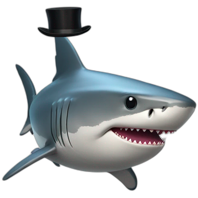 Shark with a top hat emoji