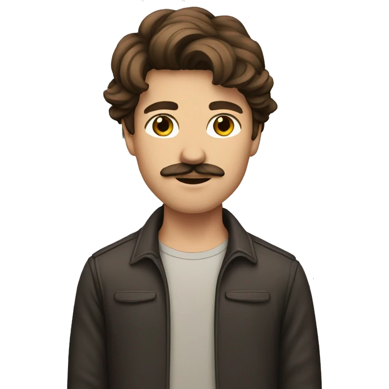 brown hair young guy with moustache emoji