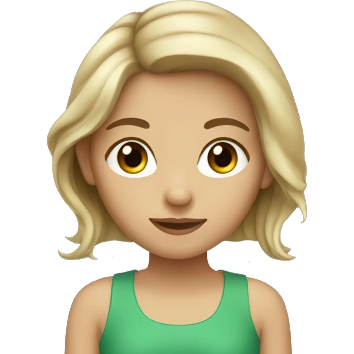Girl green eyes, brown and blond hair emoji