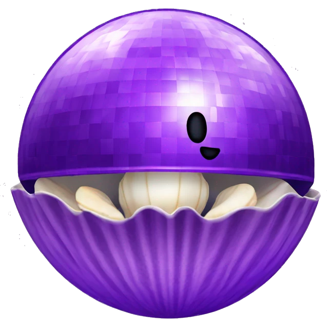 purple disco ball with clam shell emoji