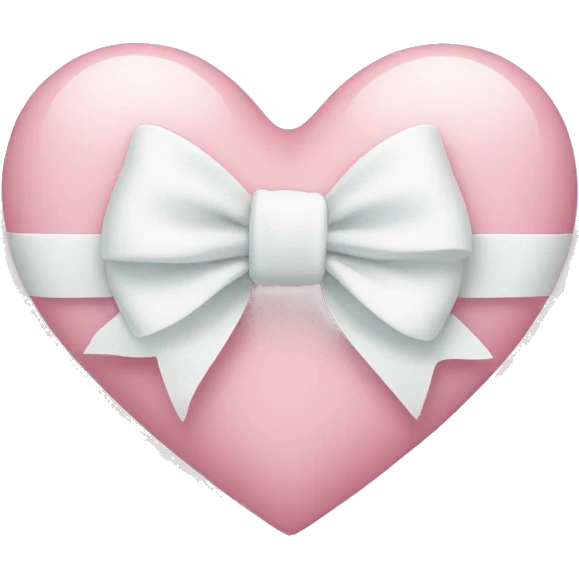 Pastel pink heart with white bow emoji