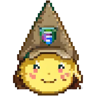 A magical isosceles triangle that is smiling and saluting with a cap emoji