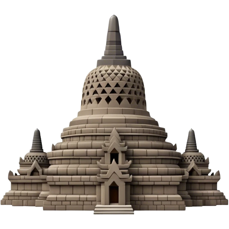 Cinematic Realistic Borobudur Landmark Emoji, showcasing the majestic ancient Buddhist temple rendered with intricate textures and serene, historic lighting. emoji