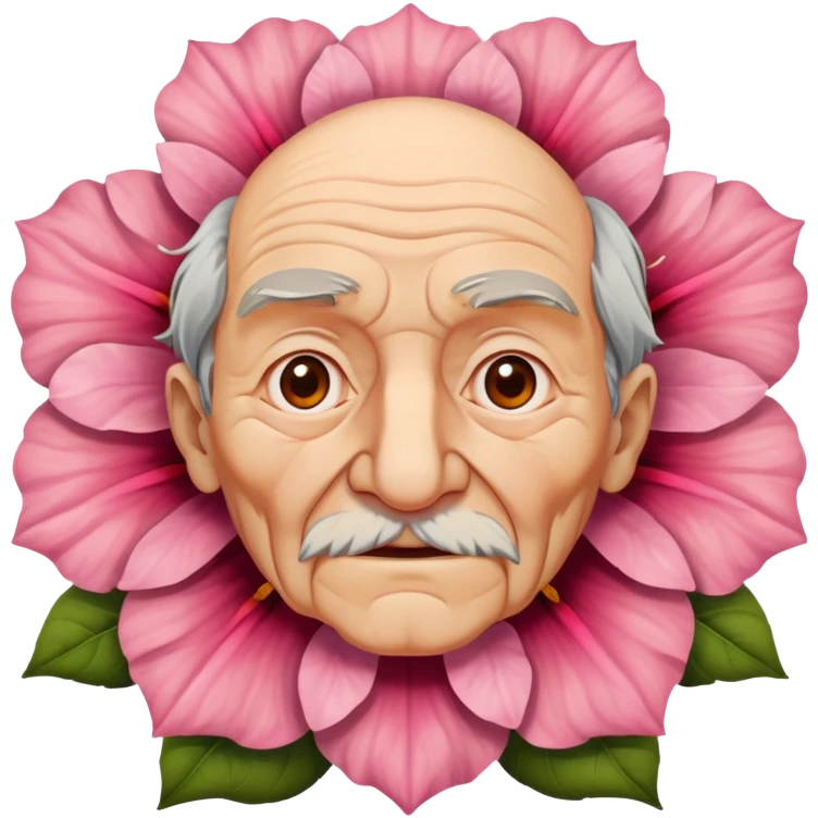 old mans face in the center of a flower emoji