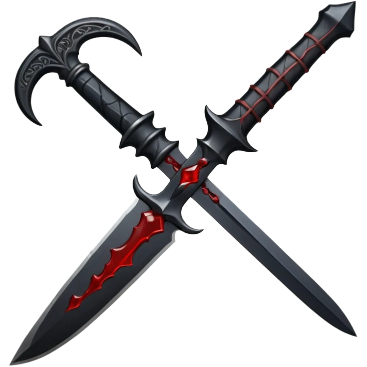 iOS emoji, dark fantasy dagger, obsidian blade, runes, blood drop, clean render, minimalism emoji