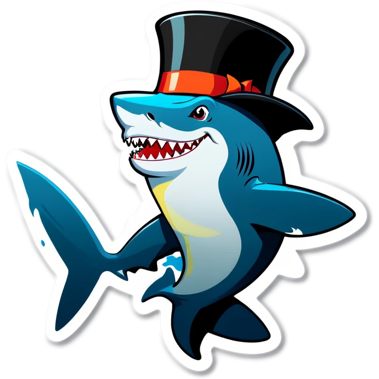 Shark with a top hat emoji