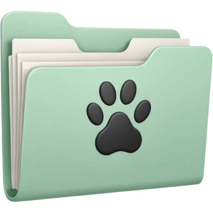 a pastel green folder of documents with a pawprint on it emoji
