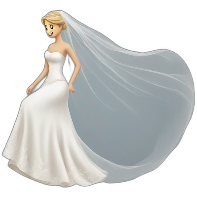 BRIDE WALKING ON HIS BACK WITH LONG VEIL emoji