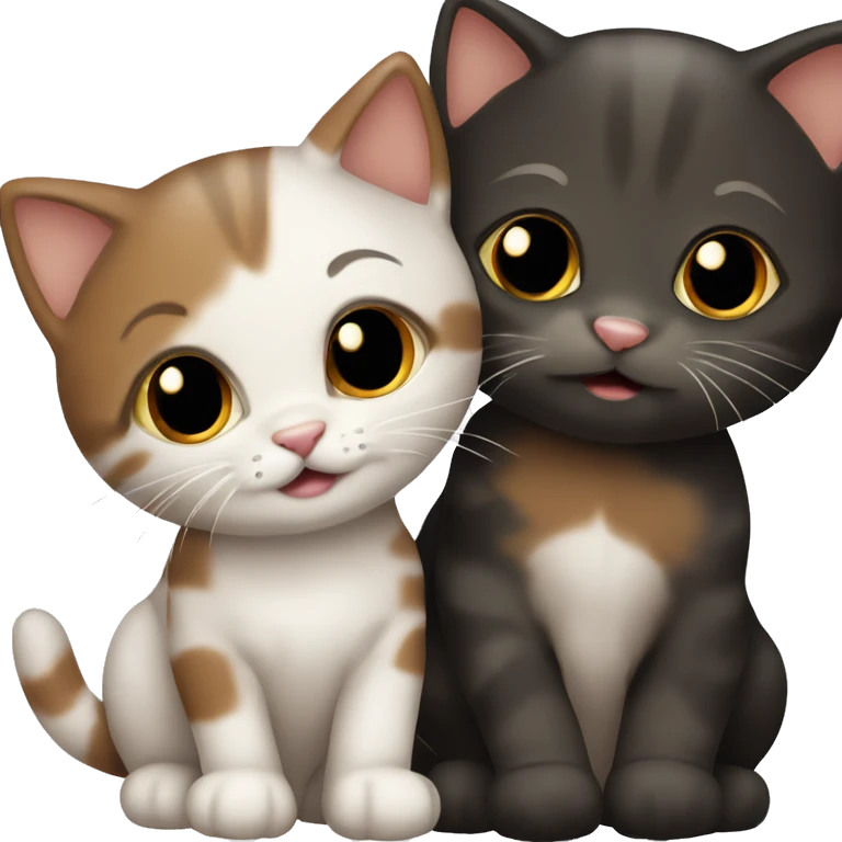 Cute Kitten best friends black and brown emoji