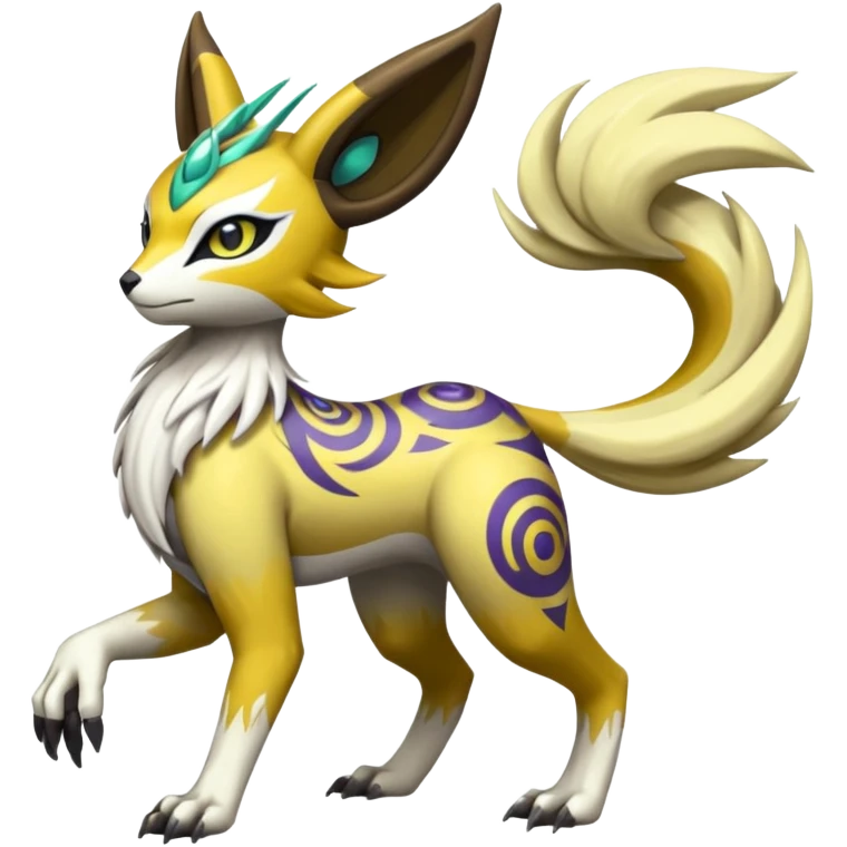 Tribal Exotic Meloetta-Renamon-Protogen-Palkia-hybrid-fusion-Fakémon-creature, full body emoji