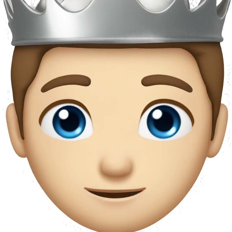 Brown hair boy with blue eyes and silver crown emoji