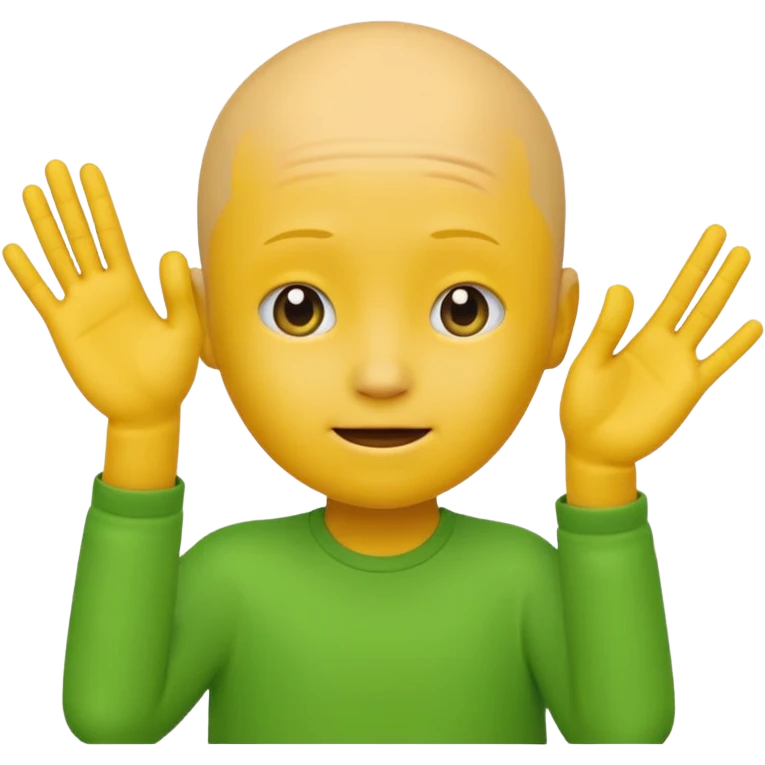 no hair round yellow emoji no finger upp with greenscreen emoji