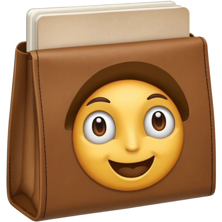 bolsa de papel con una libreta anillada sobresaliendo emoji
