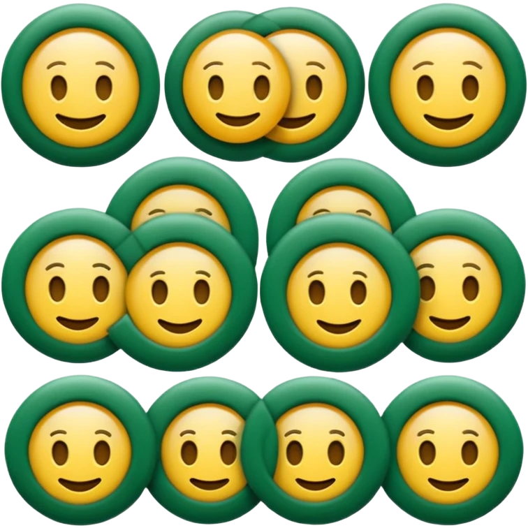 Emoji minimalista inspirado na Mega-Sena: formato circular, fundo verde (#0f8b4e), seis bolinhas brancas no centro com números aleatórios entre 01 e 60, estilo flat design, traços limpos, leve brilho e micro sombra para dar volume, visual moderno e oficial, sem texto emoji