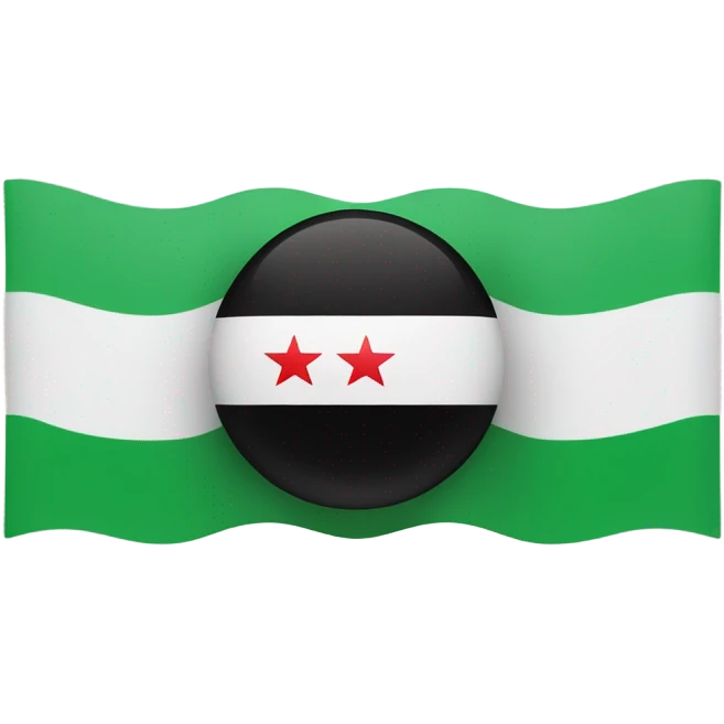 syrian flag emoji for apple, with 3 horizontal stripes colored green, white, and black, with 3 red stars in the midd emoji